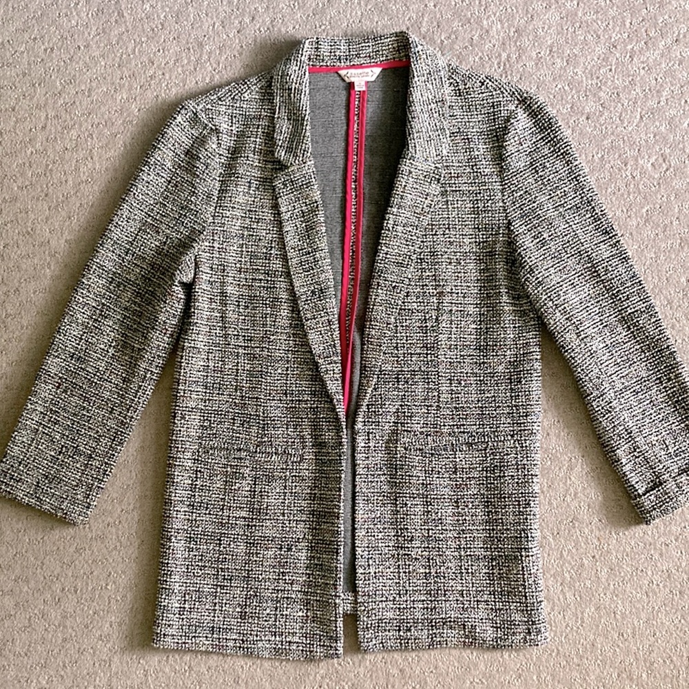 Nanette Lepore gray tweed open blazer, Small.